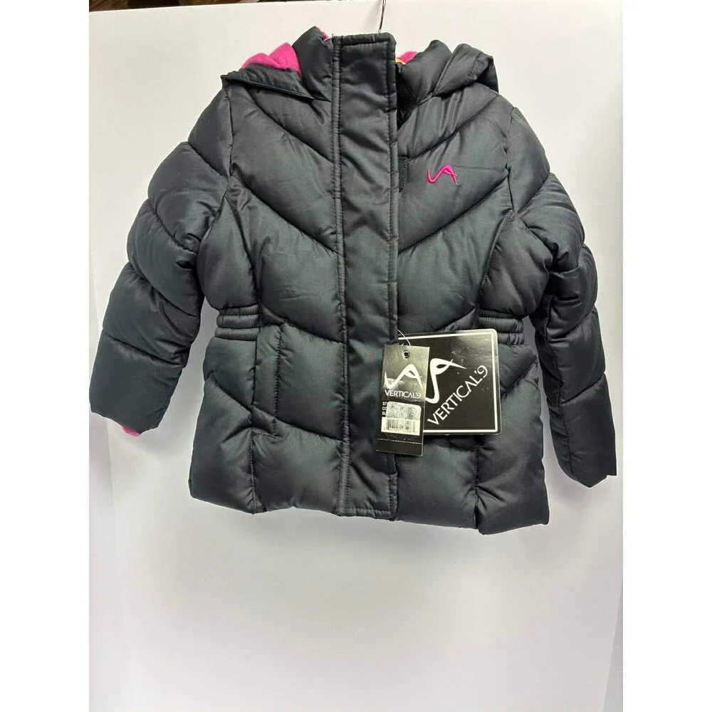 Vertical 9 Girls Winter Jacket Size 2 Hood Brand New With tags-Black Fuchsia‎